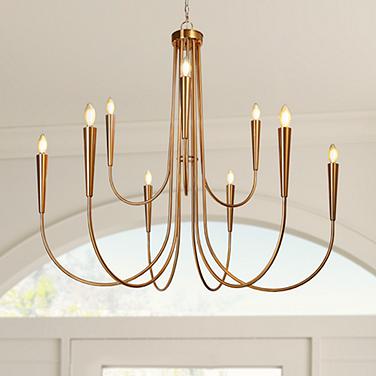 LNC Ceniprimo 41 1/4" Gold 9-Light Modern Candelabra Arm Chandelier
