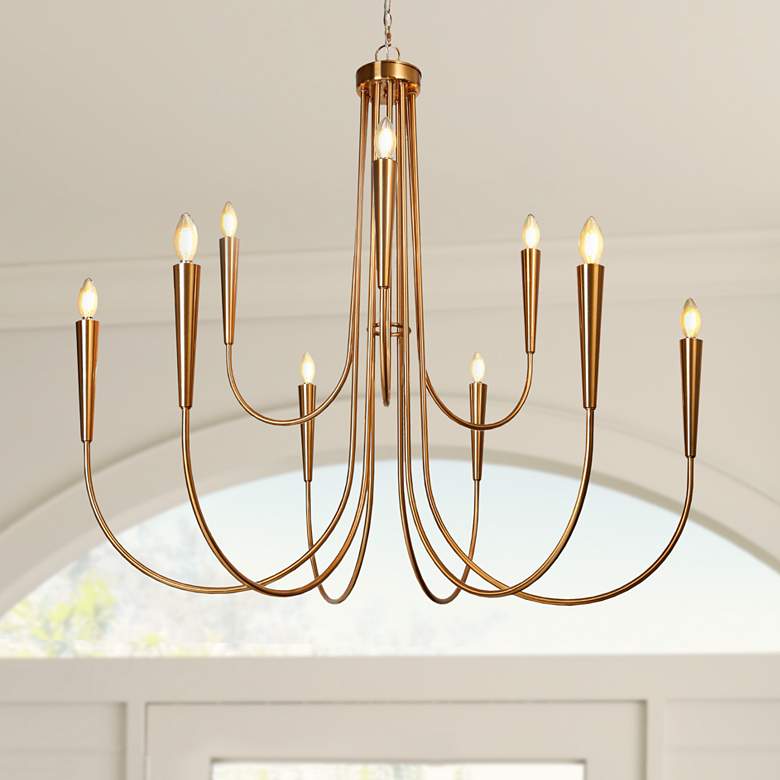 Image 1 LNC Ceniprimo 41 1/4" Gold 9-Light Modern Candelabra Arm Chandelier