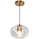 LNC Chrysaorican 8 1/2" Wide Plating Brass Modern Glass Mini Pendant