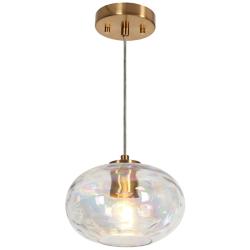 LNC Chrysaorican 8 1/2" Wide Plating Brass Modern Glass Mini Pendant