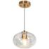 LNC Chrysaorican 8 1/2" Wide Plating Brass Modern Glass Mini Pendant
