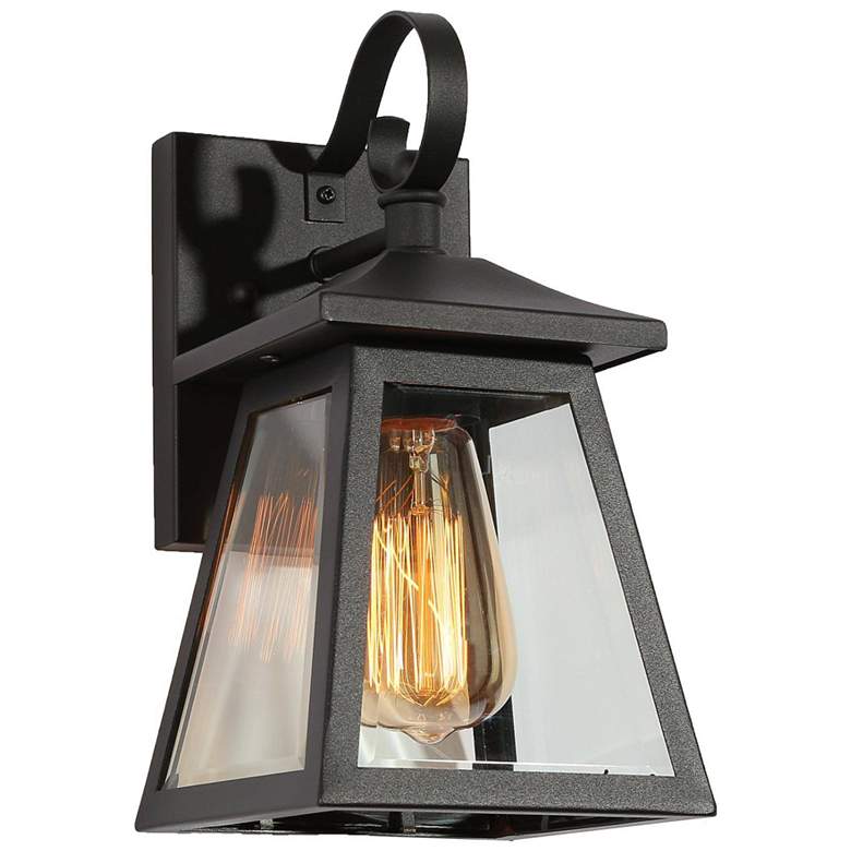 Image 1 LNC Classic 10" High Textured Black Metal Outdoor Wall Light