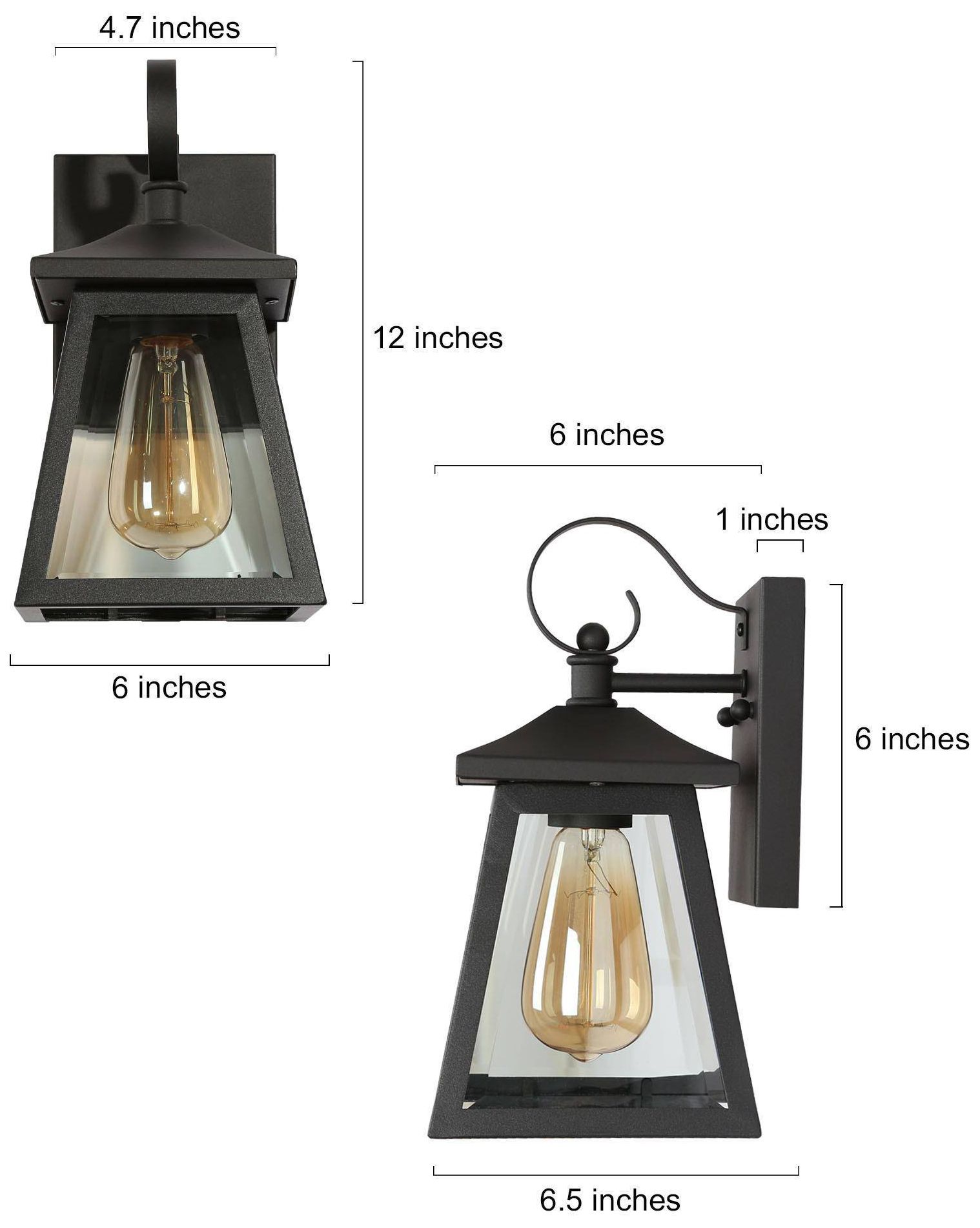 Image 5 LNC Classic 10" High Textured Black Metal Outdoor Wall Light more views