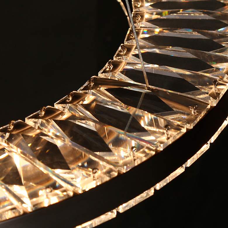 Image 3 LNC Crorring 23 1/2" Modern Black Finish Crystal Ring LED Chandelier more views
