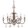 2_LNC Durian 26 1/2" Wide Vintage Bronze and Wood 6-Light Chandelier