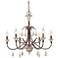 LNC Durian 26 1/2" Wide Vintage Bronze and Wood 6-Light Chandelier