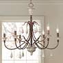 1_LNC Durian 26 1/2" Wide Vintage Bronze and Wood 6-Light Chandelier