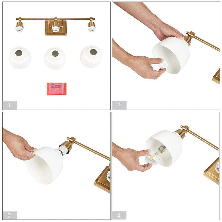 Image 6 LNC Dyra 23 3/4" Wide 3-Light White Gold Bathroom Vanity Light more views
