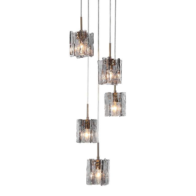 Image 1 LNC Echonalyri 14 1/2" Wide Modern Smoked Gray Glass 5-Light Pendant