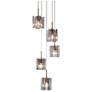 1_LNC Echonalyri 14 1/2" Wide Modern Smoked Gray Glass 5-Light Pendant