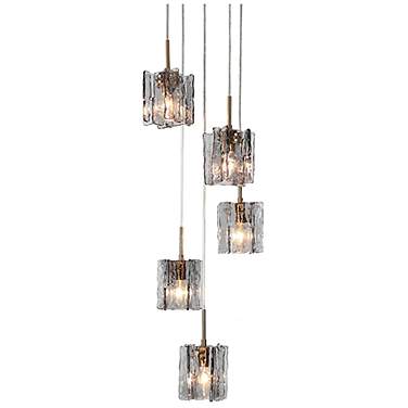 LNC Echonalyri 14 1/2" Wide Modern Smoked Gray Glass 5-Light Pendant