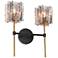 LNC Echonalyri 15" High Matte Black and Brass 2-Arm Wall Sconce