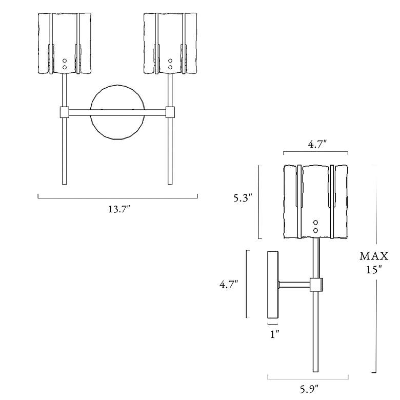 Image 6 LNC Echonalyri 15" High Matte Black and Brass 2-Arm Wall Sconce more views