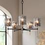 1_LNC Echonalyri 25" Wide Matte Black and Brass 5-Light Chandelier