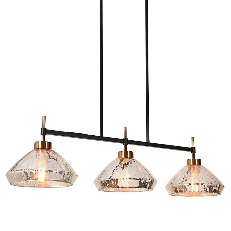 Image 2 LNC Eiley 37 1/2" Wide Matte Black 3-Light Linear Island Pendant
