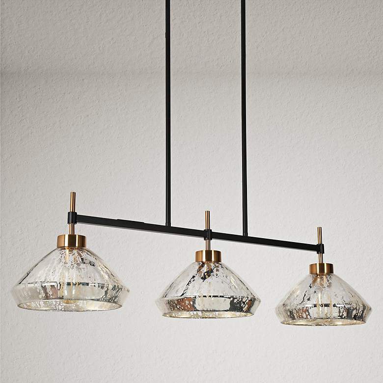 Image 1 LNC Eiley 37 1/2" Wide Matte Black 3-Light Linear Island Pendant