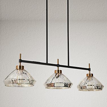 LNC Eiley 37 1/2" Wide Matte Black 3-Light Linear Island Pendant