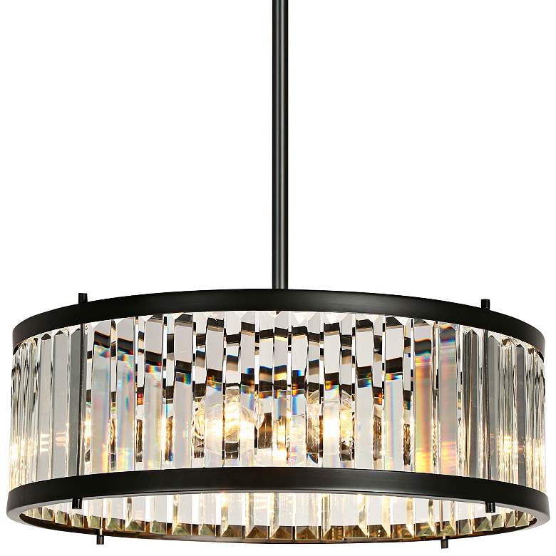 Image 2 LNC Elvira 23 1/2" Wide Matte Black Crystal 6-Light Pendant