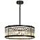 LNC Elvira 23 1/2" Wide Matte Black Crystal 6-Light Pendant