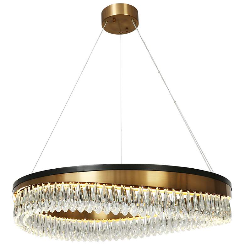 Image 1 LNC Flamgo 31 1/2" Wide Gold and Crystal Modern LED Ring Chandelier