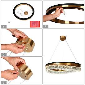 Image5 of LNC Flamgo 31 1/2" Wide Gold and Crystal Modern LED Ring Chandelier more views