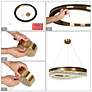 5_LNC Flamgo 31 1/2" Wide Gold and Crystal Modern LED Ring Chandelier more views