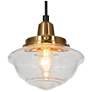 1_LNC Gnetophyta 6 1/2" Brass Finish Seeded Schoolhouse Glass Pendant