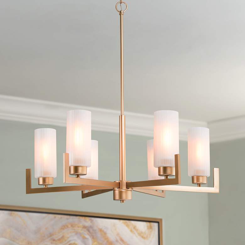 Image 1 LNC Gollin 27 1/2" Wide Gold 6-Light Modern Chandelier