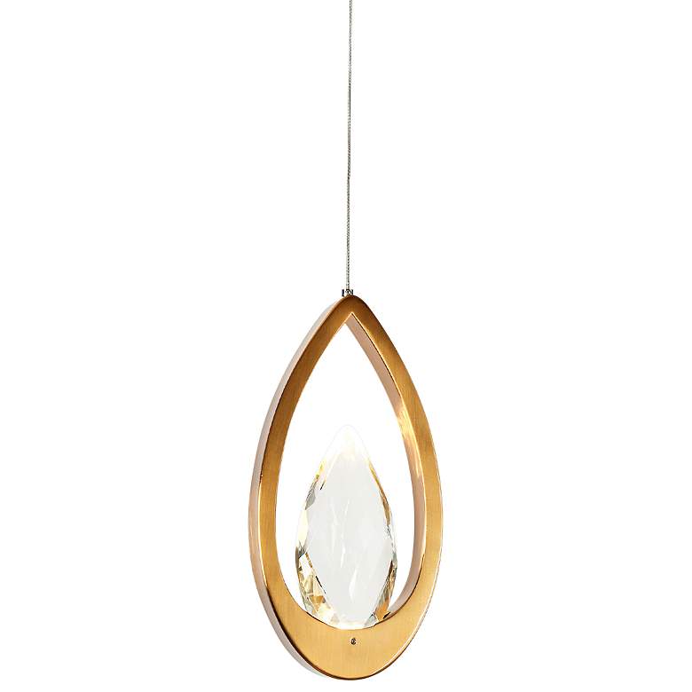 Image 2 LNC Grouse 5 1/2" Wide Plating Brass LED Teardrop Mini Pendant