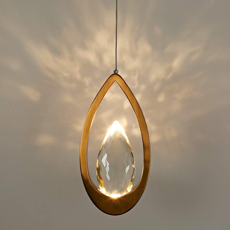 Image 1 LNC Grouse 5 1/2" Wide Plating Brass LED Teardrop Mini Pendant
