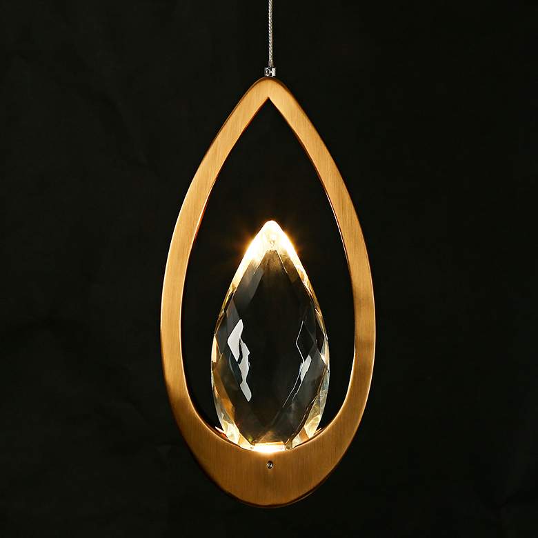 Image 4 LNC Grouse 5 1/2" Wide Plating Brass LED Teardrop Mini Pendant more views