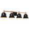 LNC Indus 30" Wide 4-Light Black and Gold Bath Light