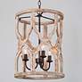 1_LNC Jolla 14" Wide 3-Light Open Cylinder Light Wood Finish Chandelier