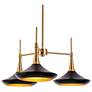 1_LNC Lacos 25" Modern Matte Black and Plating Brass 3-Light Chandelier