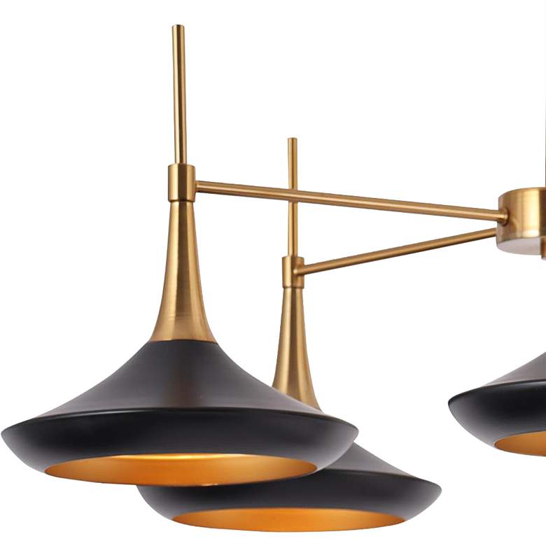 Image 3 LNC Lacos 33" 5-Light Black and Brass Mid-Century Modern Chandelier more views