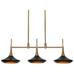 LNC Lacos 34 1/2" Modern Brushed Gold Black 3-Light Linear Pendant