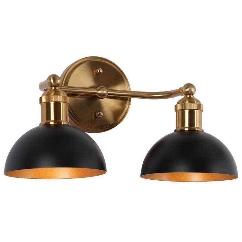 Image 1 LNC Lighting 14 1/2" Wide 2-Light Black Dome Bathroom Vanity Light