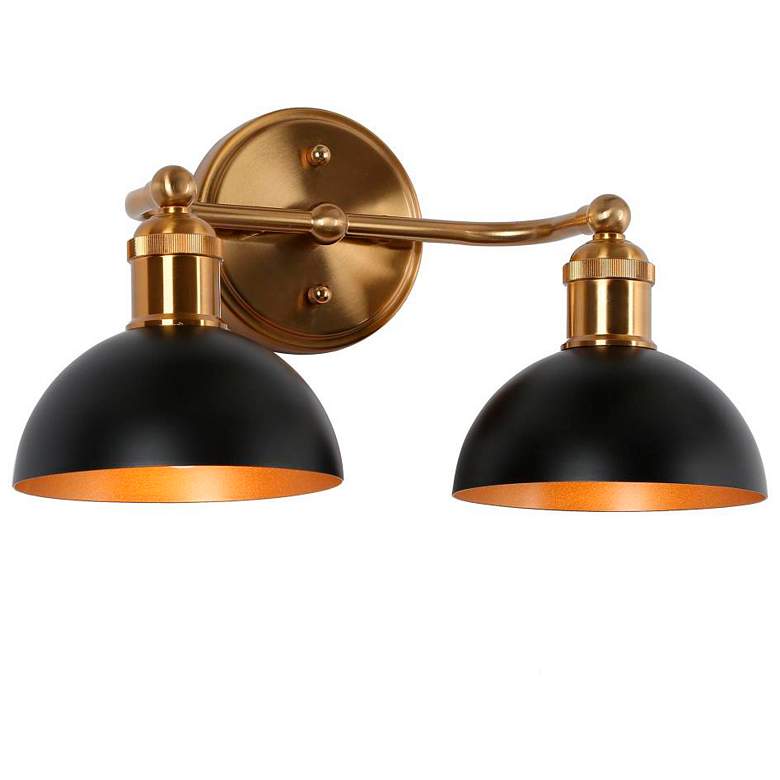 Image 2 LNC Lighting 14 1/2" Wide 2-Light Black Dome Bathroom Vanity Light more views