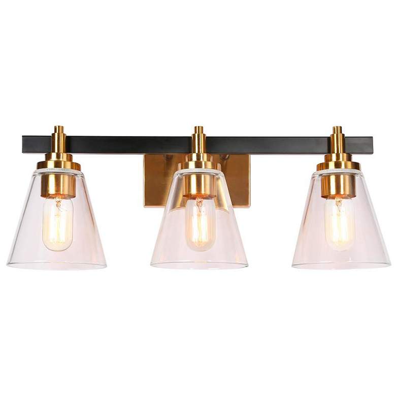 Image 1 LNC Lighting 24" Wide 3-Light Brass Gold Bathroom Vanity Light