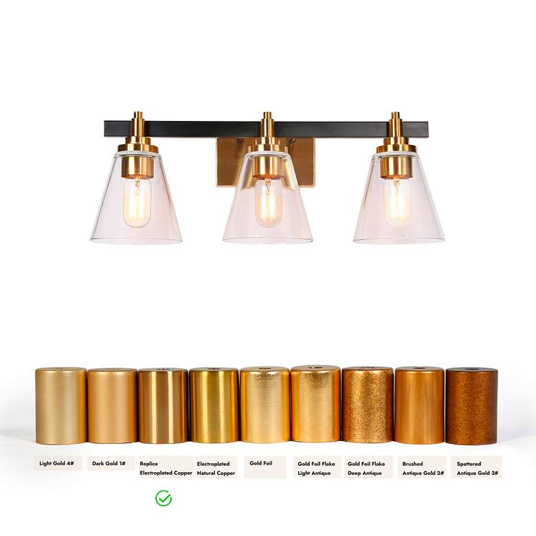 Image 4 LNC Lighting 24" Wide 3-Light Brass Gold Bathroom Vanity Light more views