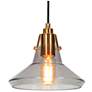 1_LNC Lighting 8 3/4" Wide Brass and Smoke Gray Glass Pendant