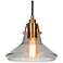 LNC Lighting 8 3/4" Wide Brass and Smoke Gray Glass Pendant