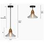2_LNC Lighting 8 3/4" Wide Brass and Smoke Gray Glass Pendant more views