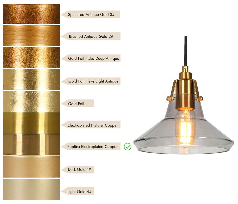 Image 4 LNC Lighting 8 3/4" Wide Brass and Smoke Gray Glass Pendant more views