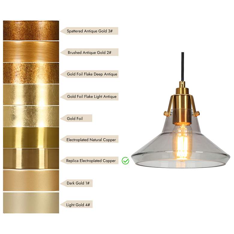 Image 4 LNC Lighting 8 3/4" Wide Brass and Smoke Gray Glass Pendant more views