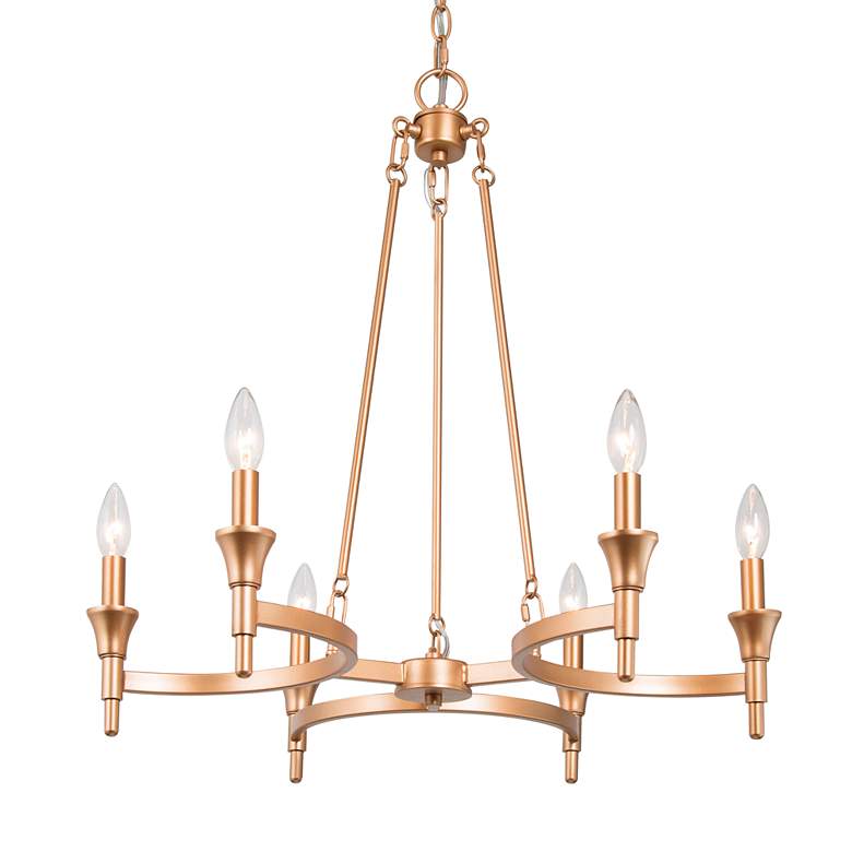 Image 2 LNC Lighting Altris 25" Wide Gold 6-Light Candelabra Chandelier