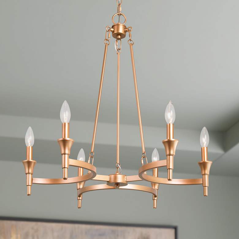 Image 1 LNC Lighting Altris 25" Wide Gold 6-Light Candelabra Chandelier