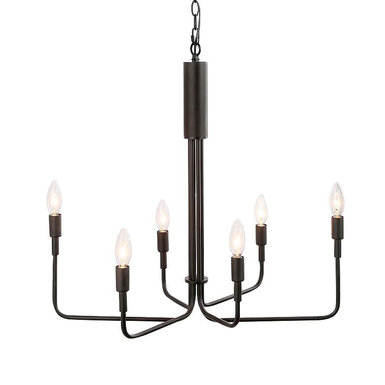 Image 2 LNC Lighting Arlin 25" Wide Polished Black 6-Light Candle Chandelier