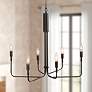 1_LNC Lighting Arlin 25" Wide Polished Black 6-Light Candle Chandelier