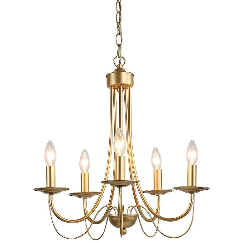 Image 2 LNC Lighting Durril 18 1/2" Wide Gold 5-Light Candelabra Chandelier